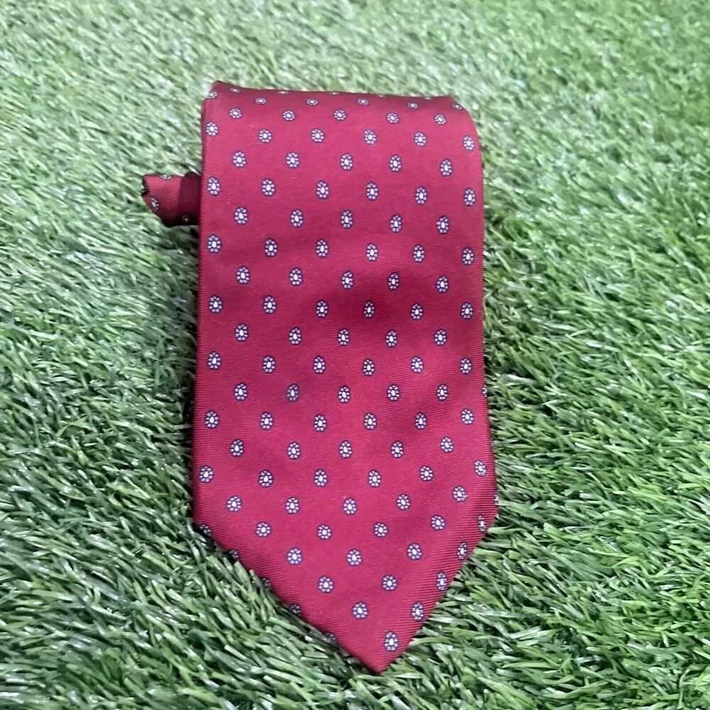 Liberty London Men's Vintage Silk Tie Red Blue Flower Made in USA 3 X 58